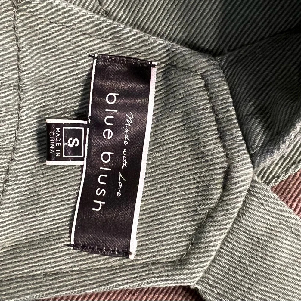 Blue Blush Olive No Time Wasted Patchwork Overalls Sz-S - Picture 10 of 12